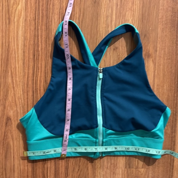 Fabletics No-Bounce Sports Bra Zip-Up Size Medium Green High Impact - Picture 11 of 11
